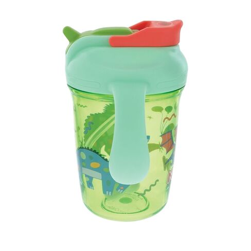 Nuby Multi-Function 2-in-1 Toddler Cup with 360° Weighted Straw and Hard Spout - 8 oz - Easy Grip Handles and Flip-It Top - 4+ Months - Dinosaurs in Saudi Arabia