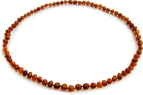 قلادة العنبر البلطيق من Amber Guru للنساء والرجال (أصلية، معتمدة) - 21.7 بوصة، الكرز (الخام/غير المصقول) - مجوهرات العنبر للجنسين للبالغين - قلادة من الخرز العنبر مصنوعة يدويًا in Kuwait
