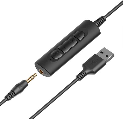 سماعة رأس سلكية ستيريو UC35 - مقبس USB ومقبس 3.5 مم، ميكروفون مزدوج لإلغاء الضوضاء، مكبرات صوت عالية الدقة 40 مم، عناصر تحكم مضمنة، خفيفة الوزن للمكتب والمنزل in Kuwait