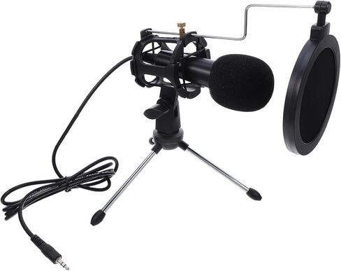 NUOBESTY 5mm Condenser Computer Microphone for Gaming and Streaming, Podcast Recording Mic Kit with Tripod Stand, Compatible with PC Desktop and Laptop in Kuwait
