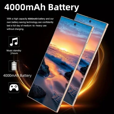 هاتف خلوي غير مقفل للغاية، قلم مدمج هاتف S22ULTRA، بطارية هاتف ذكي 4000 مللي أمبير في الساعة 6.8 بوصة شاشة عالية الدقة، Android 12.0 4+64 جيجابايت بشريحتي اتصال/صور (أسود-1) in Kuwait