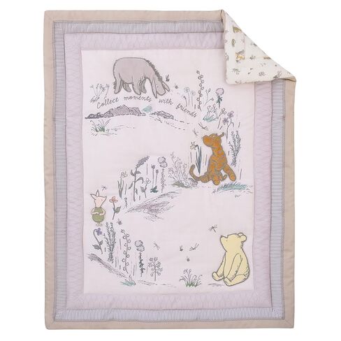 Disney Classic Pooh Naturally Friends Ivory and Taupe Piglet, Eeyore, and Tigger 3 Piece Nursery Crib Bedding Set - Comforter, 100% Cotton Fitted Crib Sheet, and Crib Skirt in Saudi Arabia