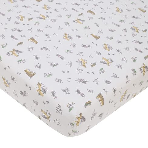 Disney Classic Pooh Naturally Friends Ivory and Taupe Piglet, Eeyore, and Tigger 3 Piece Nursery Crib Bedding Set - Comforter, 100% Cotton Fitted Crib Sheet, and Crib Skirt in Saudi Arabia