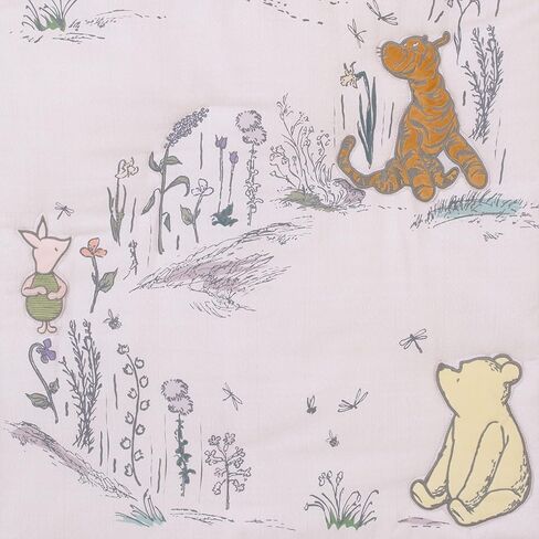 Disney Classic Pooh Naturally Friends Ivory and Taupe Piglet, Eeyore, and Tigger 3 Piece Nursery Crib Bedding Set - Comforter, 100% Cotton Fitted Crib Sheet, and Crib Skirt in Saudi Arabia