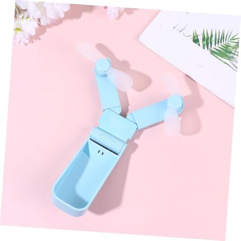 مروحة Homoyoyo المحمولة الصغيرة USB القابلة للطي برأسين للسفر والاستخدام في الهواء الطلق، جهاز تبريد محمول خفيف الوزن مع بطارية قابلة لإعادة الشحن، مروحة مكتب USB زرقاء للتبريد الشخصي in Kuwait
