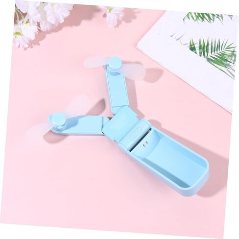 مروحة Homoyoyo المحمولة الصغيرة USB القابلة للطي برأسين للسفر والاستخدام في الهواء الطلق، جهاز تبريد محمول خفيف الوزن مع بطارية قابلة لإعادة الشحن، مروحة مكتب USB زرقاء للتبريد الشخصي in Kuwait