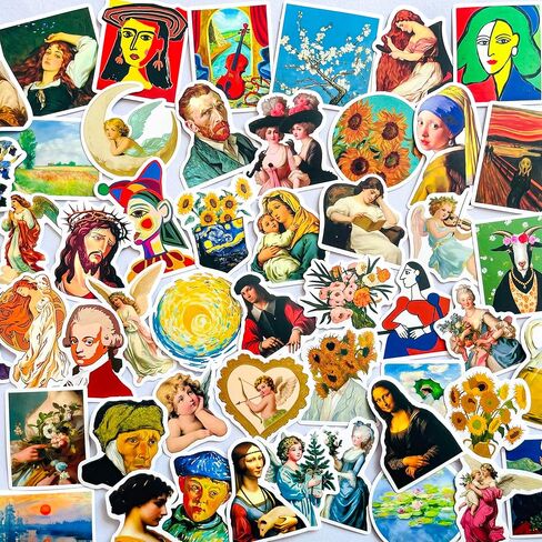 50PCS Holographic Gothic Stained Glass Stickers – Vintage Aesthetic Religious Fantasy and Nature Vinyl Waterproof Decals for Scrapbooking, Journals, Laptops, Water Bottles in Saudi Arabia