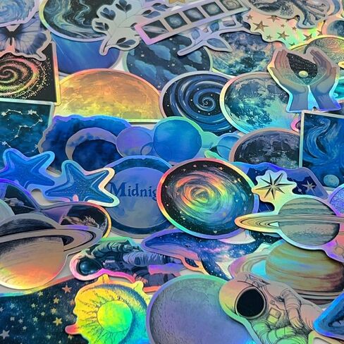 50PCS Holographic Gothic Stained Glass Stickers – Vintage Aesthetic Religious Fantasy and Nature Vinyl Waterproof Decals for Scrapbooking, Journals, Laptops, Water Bottles in Saudi Arabia