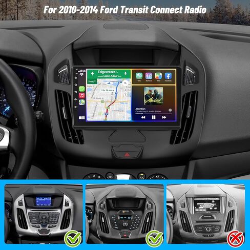 راديو سيارة Android 15 لسيارة Ford Transit Connect 2014-2018، شاشة ستيريو تعمل باللمس IPS مقاس 9 بوصات مع Carplay لاسلكي/سلكي وAndroid Auto، يدعم 5G WiFi/Bluetooth5.2/1080P كاميرا احتياطية/GPS/SWC/4+64 in Kuwait