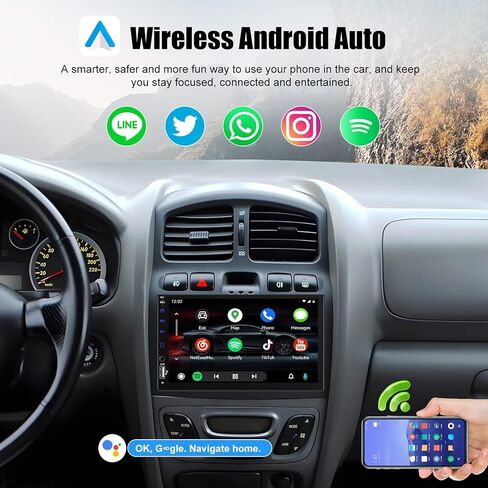 ستيريو سيارة DIN مقاس 7 بوصات مع Apple CarPlay اللاسلكي، Android Auto، شاشة لمس عالية الدقة راديو السيارة بلوتوث 5.2 مستقبلات صوت السيارة تدعم وصلة المرآة، راديو FM، وحدة رأس SWC/USB/TF/AUX in Kuwait