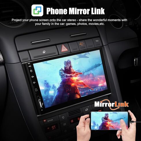 ستيريو سيارة DIN مقاس 7 بوصات مع Apple CarPlay اللاسلكي، Android Auto، شاشة لمس عالية الدقة راديو السيارة بلوتوث 5.2 مستقبلات صوت السيارة تدعم وصلة المرآة، راديو FM، وحدة رأس SWC/USB/TF/AUX in Kuwait