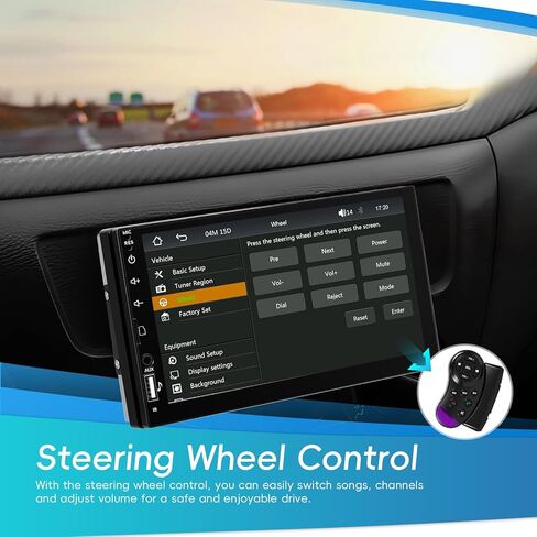 ستيريو سيارة DIN مقاس 7 بوصات مع Apple CarPlay اللاسلكي، Android Auto، شاشة لمس عالية الدقة راديو السيارة بلوتوث 5.2 مستقبلات صوت السيارة تدعم وصلة المرآة، راديو FM، وحدة رأس SWC/USB/TF/AUX in Kuwait