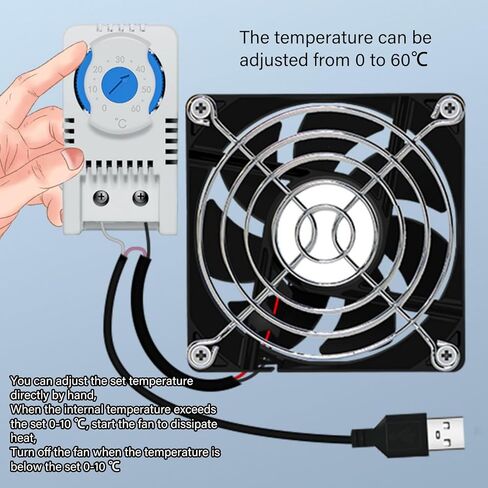 USB Cabinet 80mm Fan Quiet Cooling Fan Systems with 0-60℃ Temperature Control for Home Theater Cabinets Computer Home Theater Cooling in Saudi Arabia