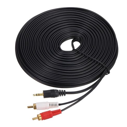 MECCANIXITY 2 قطعة TSR3.5 مم ذكر إلى 2RCA كابل جاك، 15 متر (16.4 ياردة) كابل صوت AUX نحاسي 2.6 مم PVC لنقل الصوت عالي الدقة إلى التلفزيون/مكبر الصوت/مكبر الصوت/الهاتف المحمول in Kuwait