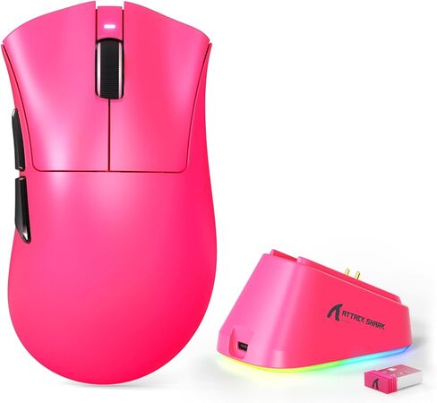 ماوس الألعاب اللاسلكي MAMBASNAKE Attack Shark V3 PRO 62g Superlight، قاعدة شحن مغناطيسية RGB، BK52820 ثلاثي الوضع BT/2.4G ماوس لاسلكي/سلكي، 25000 نقطة في البوصة، 500 مللي أمبير في الساعة، 5 أزرار قابلة للبرمجة للكمبيوتر الشخصي/Mac، أسود in Kuwait