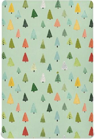 Pfrewn Christmas Crib Sheets for Boys Girls Woodland Forest Cute Trees Fitted Crib Sheet Fits Standard Crib Mattress Pads Winter Pattern Stretch Soft Toddler Baby Sheet,52x28IN in Saudi Arabia