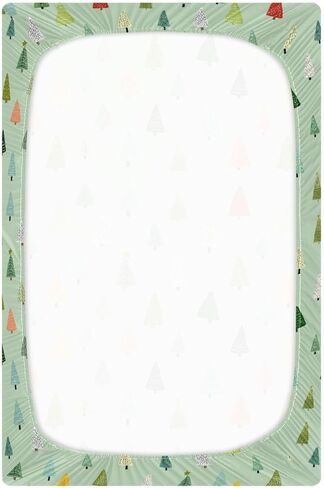 Pfrewn Christmas Crib Sheets for Boys Girls Woodland Forest Cute Trees Fitted Crib Sheet Fits Standard Crib Mattress Pads Winter Pattern Stretch Soft Toddler Baby Sheet,52x28IN in Saudi Arabia