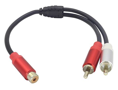 zdyCGTime 2 RCA أنثى رأس إلى 3.5 مم 1/8 رأس أنثى مزدوجة محمية باللونين الأحمر والأبيض كابل ستيريو صوت مساعد Y مقسم محول تردد الصوت، يستخدم لمكبر الصوت MP3 TV Phone، إلخ (30 سم) in Kuwait