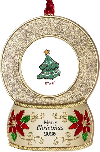 FIHOO 2025 Christmas Ornaments 2 inch Picture Frame Metal Hanging Pendant for Tree Small Decorative Keepsake, Display Photo for Baby and Pet (Wreath (2025)) in Saudi Arabia