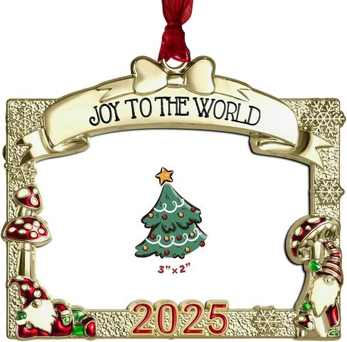 FIHOO 2025 Christmas Ornaments 2 inch Picture Frame Metal Hanging Pendant for Tree Small Decorative Keepsake, Display Photo for Baby and Pet (Wreath (2025)) in Saudi Arabia