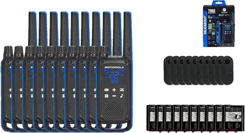 موتورولا سولوشنز، Talkabout T802، راديو محمول FRS ثنائي الاتجاه، 10 عبوات من أجهزة الاتصال اللاسلكي، أزرق/أسود، 22 قناة بلوتوث قابلة لإعادة الشحن ومشاركة الموقع 10 أجهزة راديو in Saudi Arabia