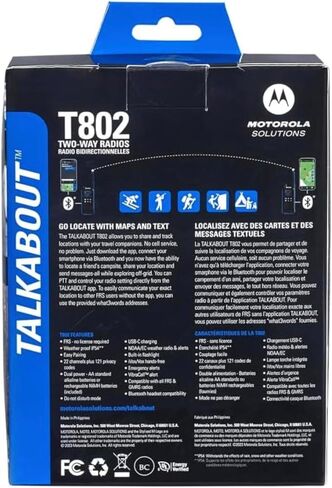 موتورولا سولوشنز، Talkabout T802، راديو محمول FRS ثنائي الاتجاه، 10 عبوات من أجهزة الاتصال اللاسلكي، أزرق/أسود، 22 قناة بلوتوث قابلة لإعادة الشحن ومشاركة الموقع 10 أجهزة راديو in Saudi Arabia