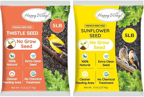 Happy Wings Nyjer/Thistle Seeds Wild Bird Food - 5 Pounds I No Grow Seed I Bird Seed for Wild Birds in Saudi Arabia