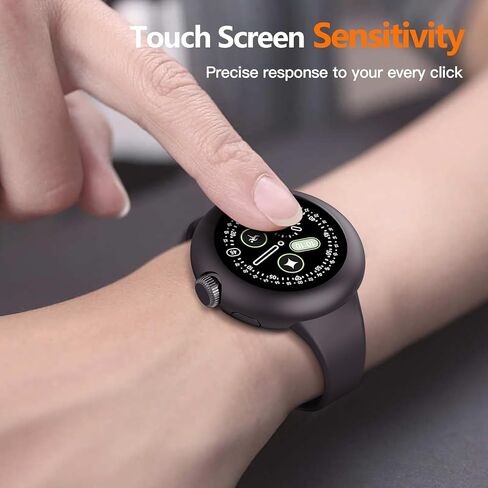 [عبوة من قطعتين] حافظة صلبة للشحن بدون إزالة من JULK لساعة Google Pixel Watch 4 مقاس 45 مم، واقي شاشة مدمج من الزجاج المقسى، غطاء كمبيوتر واقٍ خفيف الوزن سهل التركيب، أسود غير لامع in Kuwait