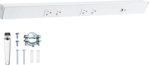 SURAIELEC 24" Under Cabinet Power Strip Hardwired, Angled Trapezoid Design, 2×20A TR Outlets with USB-A & USB-C, Modular Extension System (No Cutting), Aluminum Housing, 125V 20A, ETL Listed in Kuwait