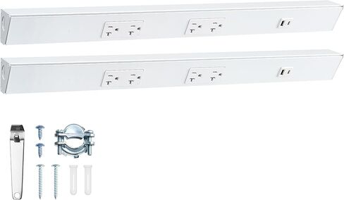 SURAIELEC 24" Under Cabinet Power Strip Hardwired, Angled Trapezoid Design, 2×20A TR Outlets with USB-A & USB-C, Modular Extension System (No Cutting), Aluminum Housing, 125V 20A, ETL Listed in Kuwait