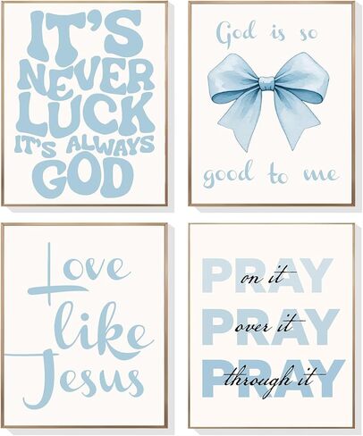 EVER-GOING TUNE Pink Girly Jesus جدار ديكور مجموعة من 4، آيات الكتاب المقدس الملهمة ملصق القوس، آيات الكتاب المقدس الملهمة القوس ديكور الفن، للفتيات غرفة نوم شقة ديكور السكن الجامعي، 8x10 غير مؤطرة in Kuwait
