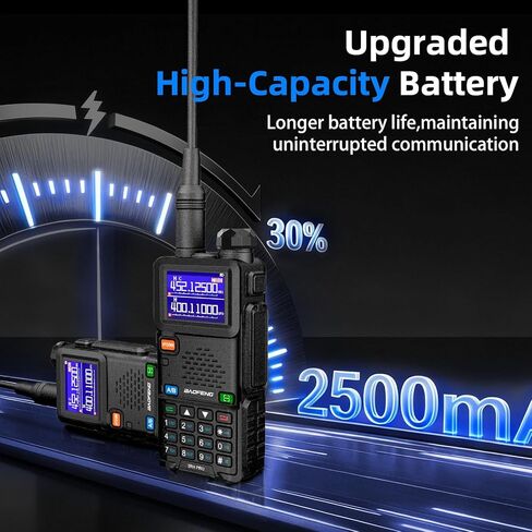 راديو Baofeng UV-5RM هام راديو محمول UV5R لاسلكي طويل المدى مع طقس NOAA | قابلة للشحن |كابل برمجة وسماعة الأذن | 999 قناة للطوارئ والبقاء والصيد والتخييم (عبوتان) in Kuwait