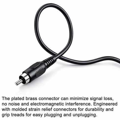 RCA to 3.5mm Mono, 6.5ft RCA Male to 3.5mm 1/8 Inch Mono Male Plug Jack Connector, Audio Converter Cable for Speakers, Subwoofer, Pre-Amp,TV in Saudi Arabia