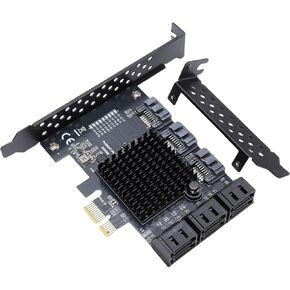 بطاقة تحكم PUSOKEI PCIE X1 إلى SATA 3.0، بطاقة توسيع 9 منافذ ATA3.0 6 جيجابت في الثانية مع دعامة منخفضة المستوى، بطاقة محول PCIE3.0 GEN3 SATA3.0 للفوز، Linux in Kuwait