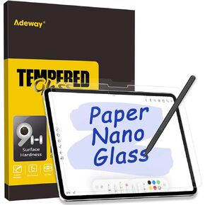 واقي شاشة زجاجي ورقي من Adeway لجهاز Surface Pro 12 بوصة (2025) - زجاج وورقة 2 في 1، حماية قوية 9H، ملمس ورق، مضاد للتوهج، متوافق مع قلم Surface، عبوتان in Kuwait