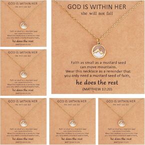 6 PCS Mustard Seed Necklace for Women, Stainless Steel Faith Jewelry with Move Mountains Charm, Mustard Seed Jewelry Christian Gifts for Women, Chrismas & Graduation Inspirational Gift in Kuwait