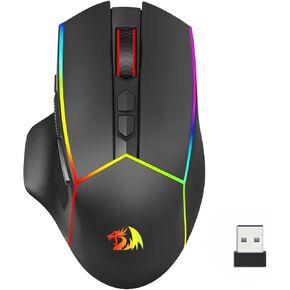 ماوس الألعاب اللاسلكي Redragon Ax M814 القابل للبرمجة، مع أضواء تدفق RGB، 8 أزرار قابلة للبرمجة، بحد أقصى 8000 نقطة في البوصة، 15 جيجا Acc، برامج متعددة الوظائف، تصميم مريح in Kuwait