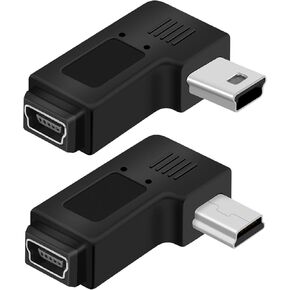 Mini USB 5 PIN Adapter,90 Degree Left and Right Angled Mini USB Male to Female Connector,Supports Charging and Data Transfer for Mobile Phones,Cameras,Laptops etc.(2Pack) in Kuwait