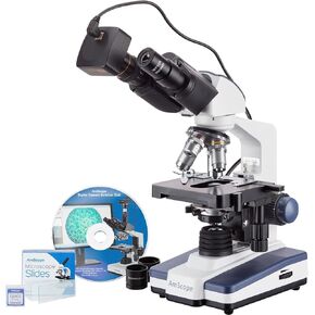 AmScope 40X-2500X LED Binocular Compound Microscope with 50pc Blank Slides and 10MP USB3 Camera in Kuwait