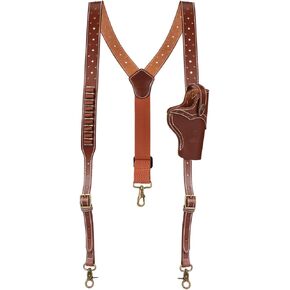 TOURBON Leather Hunting Suspenders with Gun Holder, Shoulder Holster with Ammo Holder for Men Women in Saudi Arabia