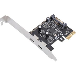 بطاقة توسيع Gugxiom PCI E إلى النوع C، بطاقة توسيع USB 3.2 Gen1 2 منفذ محول داخلي PCI Express بسرعة 5 جيجابت في الثانية، محول التحكم Asm1042، يدعم x1 x4 x8 x16 in Kuwait