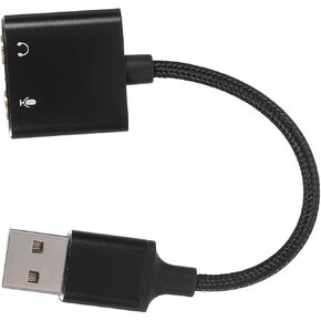 محول بطاقة الصوت الخارجي من NOLITOY USB مع ميكروفون ومقبس سماعة الرأس لأجهزة الكمبيوتر والهواتف الذكية، توصيل وتشغيل كابل واجهة الصوت للحصول على أداء واضح عالي in Kuwait