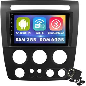 ستيريو سيارة 9 بوصة IPS تعمل باللمس Android 14 لسيارة Hummer H3 2005-2010 مع CarPlay اللاسلكي وAndroid Auto 2+64GB راديو السيارة، يدعم WiFi 6، Bluetooth، 5.4، كاميرا احتياطية، SWC in Kuwait