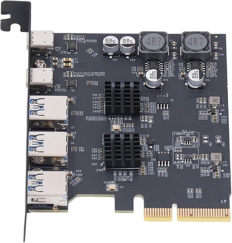بطاقة توسيع USB 3.2 بسرعة 10 جيجابت في الثانية مع 3 منافذ من النوع A، ومنفذين من النوع C، وPCIe 4X للوحة الأم للكمبيوتر، متوافقة مع 10 11 in Kuwait