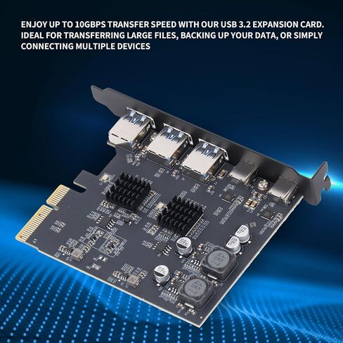 بطاقة توسيع USB 3.2 بسرعة 10 جيجابت في الثانية مع 3 منافذ من النوع A، ومنفذين من النوع C، وPCIe 4X للوحة الأم للكمبيوتر، متوافقة مع 10 11 in Kuwait