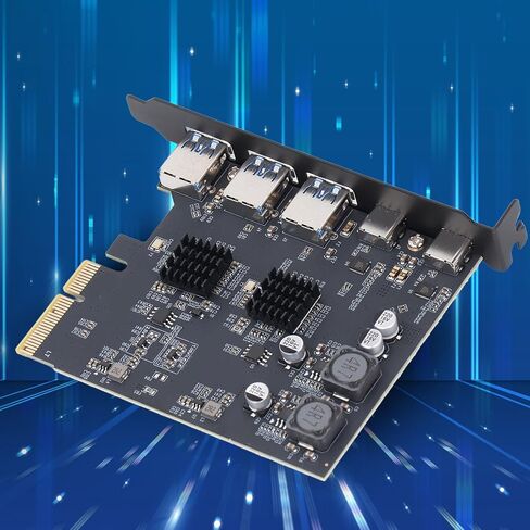 بطاقة توسيع USB 3.2 بسرعة 10 جيجابت في الثانية مع 3 منافذ من النوع A، ومنفذين من النوع C، وPCIe 4X للوحة الأم للكمبيوتر، متوافقة مع 10 11 in Kuwait