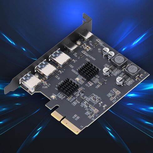 بطاقة توسيع USB 3.2 بسرعة 10 جيجابت في الثانية مع 3 منافذ من النوع A، ومنفذين من النوع C، وPCIe 4X للوحة الأم للكمبيوتر، متوافقة مع 10 11 in Kuwait
