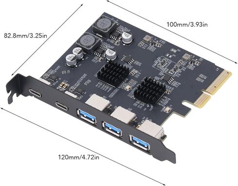 بطاقة توسيع USB 3.2 بسرعة 10 جيجابت في الثانية مع 3 منافذ من النوع A، ومنفذين من النوع C، وPCIe 4X للوحة الأم للكمبيوتر، متوافقة مع 10 11 in Kuwait
