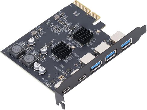 بطاقة توسيع USB 3.2 بسرعة 10 جيجابت في الثانية مع 3 منافذ من النوع A، ومنفذين من النوع C، وPCIe 4X للوحة الأم للكمبيوتر، متوافقة مع 10 11 in Kuwait