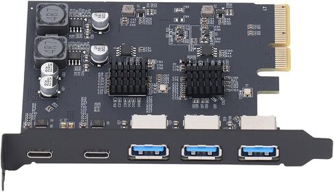 بطاقة توسيع USB 3.2 بسرعة 10 جيجابت في الثانية مع 3 منافذ من النوع A، ومنفذين من النوع C، وPCIe 4X للوحة الأم للكمبيوتر، متوافقة مع 10 11 in Kuwait